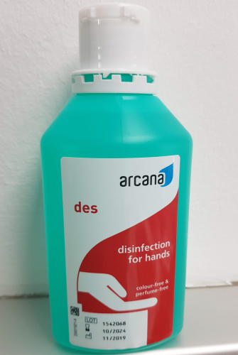 Arcana des, desinfection for hands - Gebinde: 0,5 Liter
